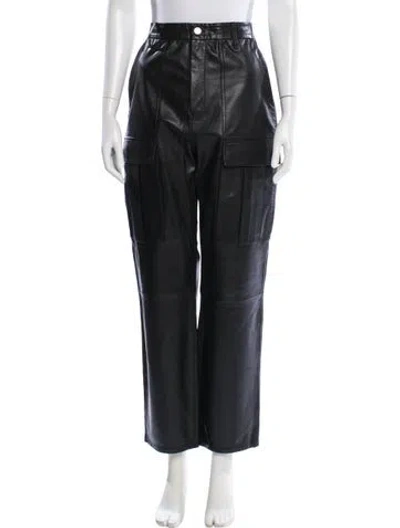 Pre-owned Grlfrnd Leather Straight Leg Pants In Black