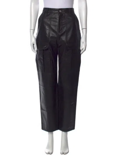 Pre-owned Grlfrnd Leather Straight Leg Pants In Black