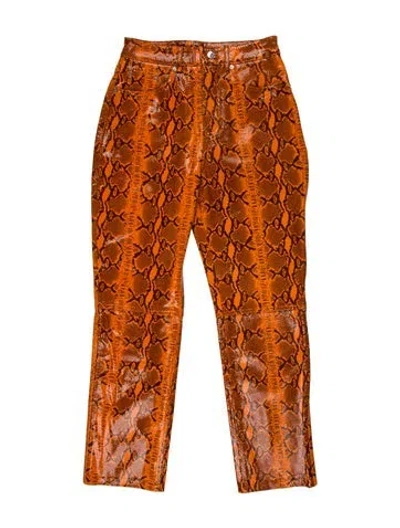Pre-owned Grlfrnd Leather Straight Leg Pants In Orange