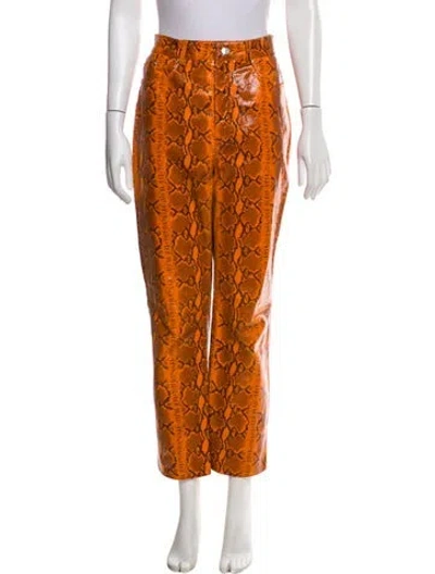 Pre-owned Grlfrnd Leather Straight Leg Pants In Orange