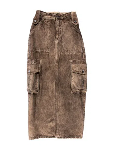 Pre-owned Grlfrnd Leather Trim Embellishment Long Skirt In Neutrals