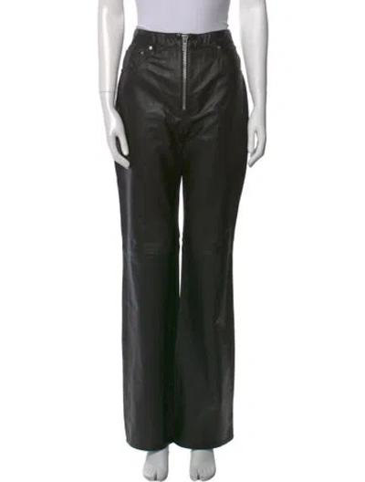 Pre-owned Grlfrnd Leather Wide Leg Pants In Black