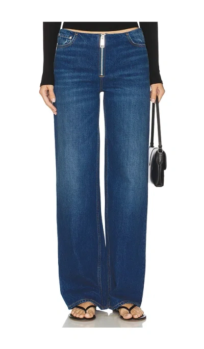 Grlfrnd Lina Zip Front Straight In Blue