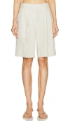Grlfrnd Linen Bermuda Shorts In Beige