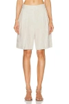 Grlfrnd Linen Bermuda Shorts In Natural Linen