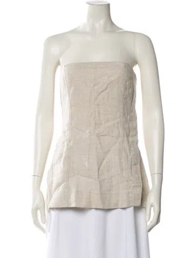 Pre-owned Grlfrnd Linen Strapless Top In Neutral