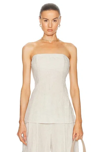 Grlfrnd Linen Strapless Tunic Top In Natural Linen