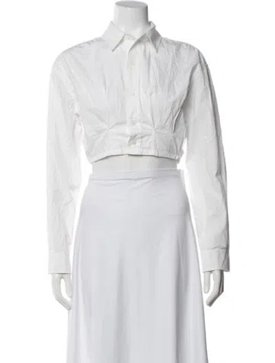 Pre-owned Grlfrnd Long Sleeve Button-up Top In White