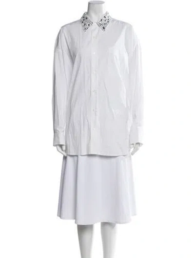 Pre-owned Grlfrnd Long Sleeve Button-up Top In White
