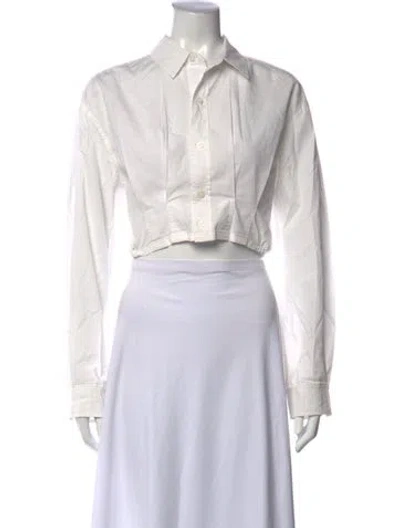 Pre-owned Grlfrnd Long Sleeve Button-up Top In White