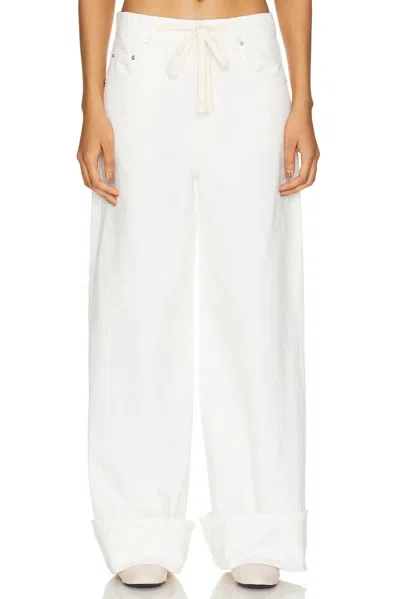 Grlfrnd Lucia Drawstring Baggy Wide Leg Denim Jeans In Arroyo In White