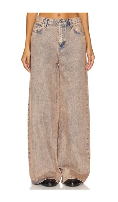 Grlfrnd Luna Mid Rise Baggy Wide Leg Jeans In Calico