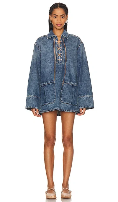 Grlfrnd Marisa Laced Tunic Dress In Nashville Suede