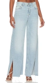 Grlfrnd Markie Extra Wide Low Rise With Slit In Blue