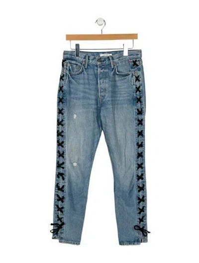Pre-owned Grlfrnd Mid-rise Skinny Leg Jeans In Blue