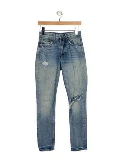 Pre-owned Grlfrnd Mid-rise Skinny Leg Jeans In Blue