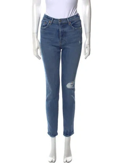 Pre-owned Grlfrnd Mid-rise Skinny Leg Jeans In Blue