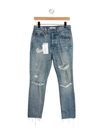 Pre-owned Grlfrnd Mid-rise Skinny Leg Jeans In Blue