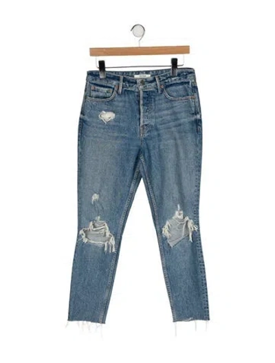 Pre-owned Grlfrnd Mid-rise Skinny Leg Jeans In Blue