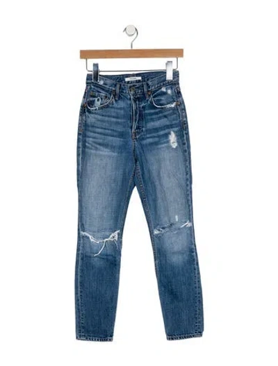 Pre-owned Grlfrnd Mid-rise Skinny Leg Jeans In Blue