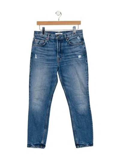 Pre-owned Grlfrnd Mid-rise Skinny Leg Jeans In Blue