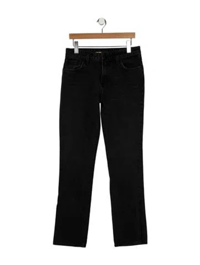 Pre-owned Grlfrnd Mid-rise Straight Leg Jeans In Black
