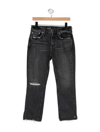 Pre-owned Grlfrnd Mid-rise Straight Leg Jeans In Black