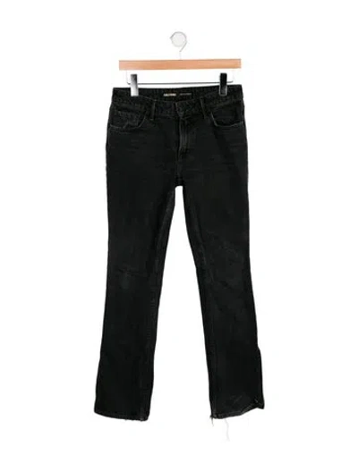 Pre-owned Grlfrnd Mid-rise Straight Leg Jeans In Black
