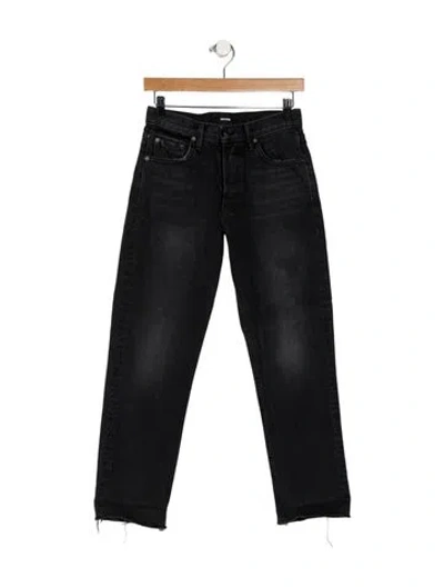 Pre-owned Grlfrnd Mid-rise Straight Leg Jeans In Black