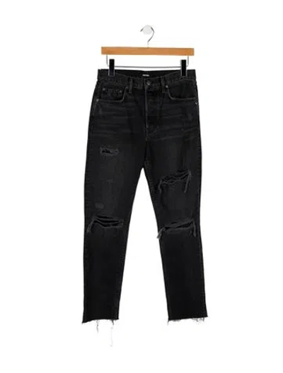 Pre-owned Grlfrnd Mid-rise Straight Leg Jeans In Black