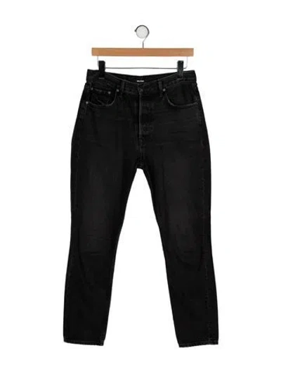 Pre-owned Grlfrnd Mid-rise Straight Leg Jeans In Black