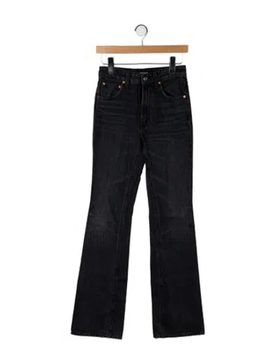 Pre-owned Grlfrnd Mid-rise Straight Leg Jeans In Black
