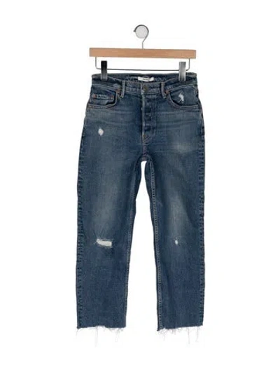 Pre-owned Grlfrnd Mid-rise Straight Leg Jeans In Blue