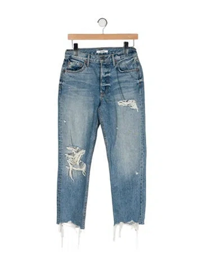 Pre-owned Grlfrnd Mid-rise Straight Leg Jeans In Blue