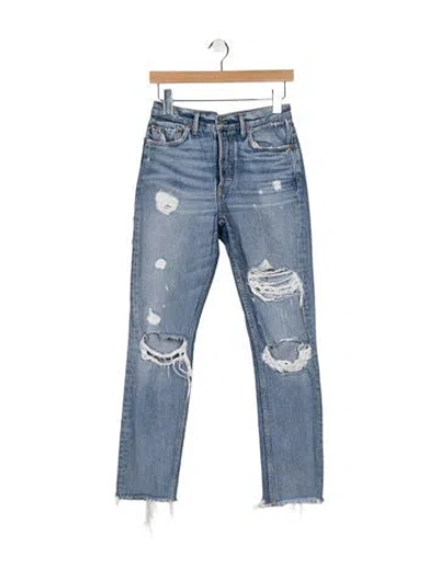 Pre-owned Grlfrnd Mid-rise Straight Leg Jeans In Blue