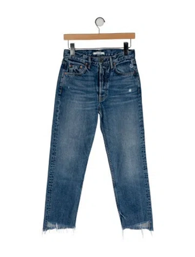 Pre-owned Grlfrnd Mid-rise Straight Leg Jeans In Blue
