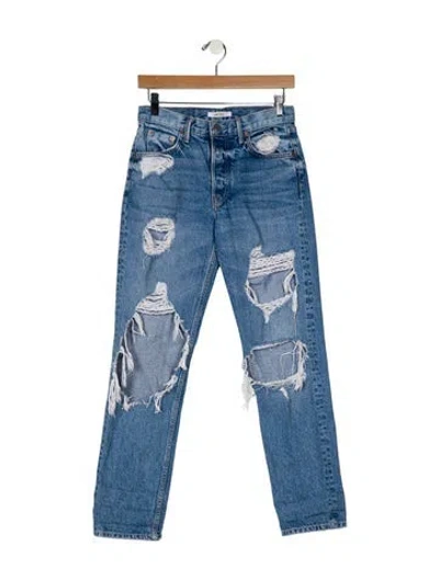 Pre-owned Grlfrnd Mid-rise Straight Leg Jeans In Blue