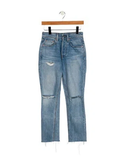 Pre-owned Grlfrnd Mid-rise Straight Leg Jeans In Blue
