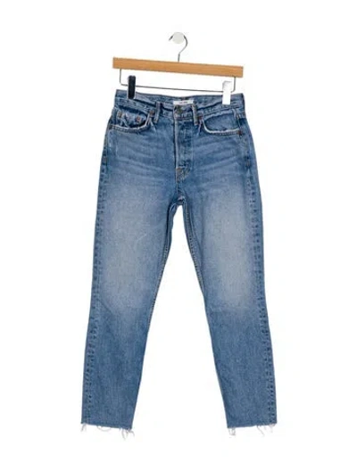 Pre-owned Grlfrnd Mid-rise Straight Leg Jeans In Blue