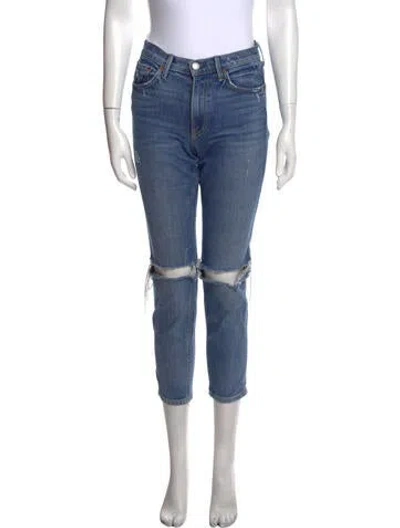 Pre-owned Grlfrnd Mid-rise Straight Leg Jeans In Blue