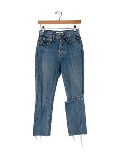 Pre-owned Grlfrnd Mid-rise Straight Leg Jeans In Blue