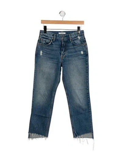 Pre-owned Grlfrnd Mid-rise Straight Leg Jeans In Blue