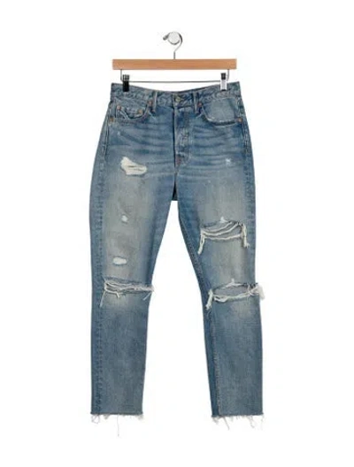 Pre-owned Grlfrnd Mid-rise Straight Leg Jeans In Blue