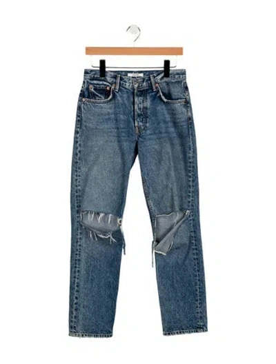 Pre-owned Grlfrnd Mid-rise Straight Leg Jeans In Blue