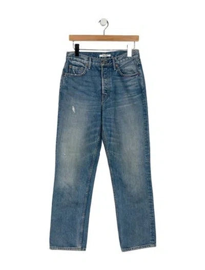 Pre-owned Grlfrnd Mid-rise Straight Leg Jeans In Blue