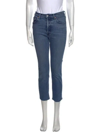 Pre-owned Grlfrnd Mid-rise Straight Leg Jeans In Blue