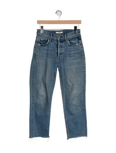 Pre-owned Grlfrnd Mid-rise Straight Leg Jeans In Blue