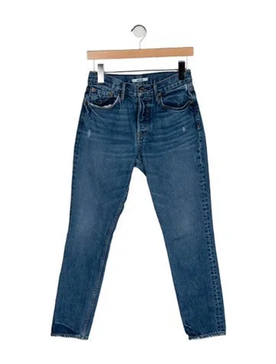 Pre-owned Grlfrnd Mid-rise Straight Leg Jeans In Blue