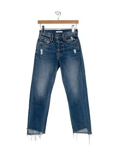 Pre-owned Grlfrnd Mid-rise Straight Leg Jeans In Blue