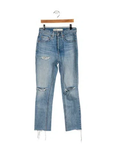 Pre-owned Grlfrnd Mid-rise Straight Leg Jeans In Blue